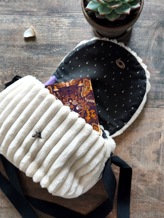 Sac bandoulière abeille en velours crème - Flowerbugs