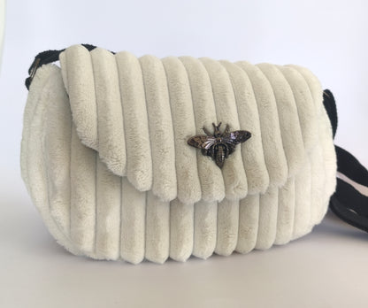 Sac bandoulière abeille en velours crème - Flowerbugs