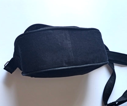 Sac bandoulière abeille en velours noir - Flowerbugs